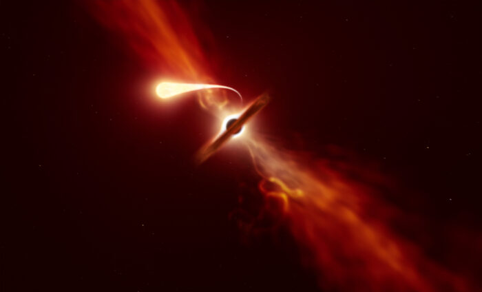 ブラックホールに吸い込まれてスパゲッティ化現象を受ける星